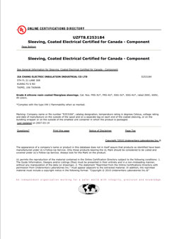 Sleeving, Coated Electrical Certified for Canada - Component